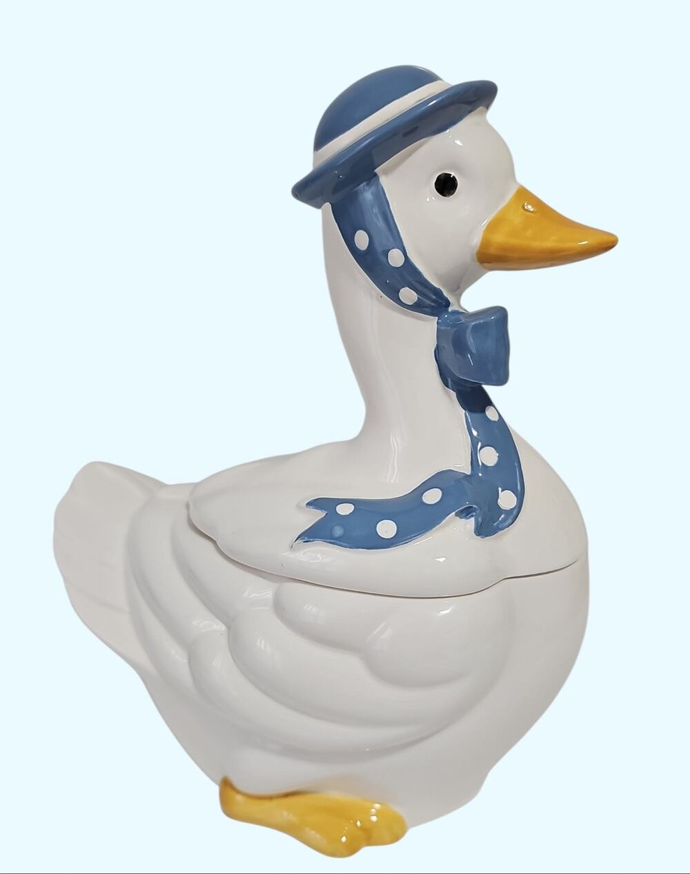 Vintage Mother Goose Ceramic Cookie Jar Canister Blue Ribbon Cottagecore
